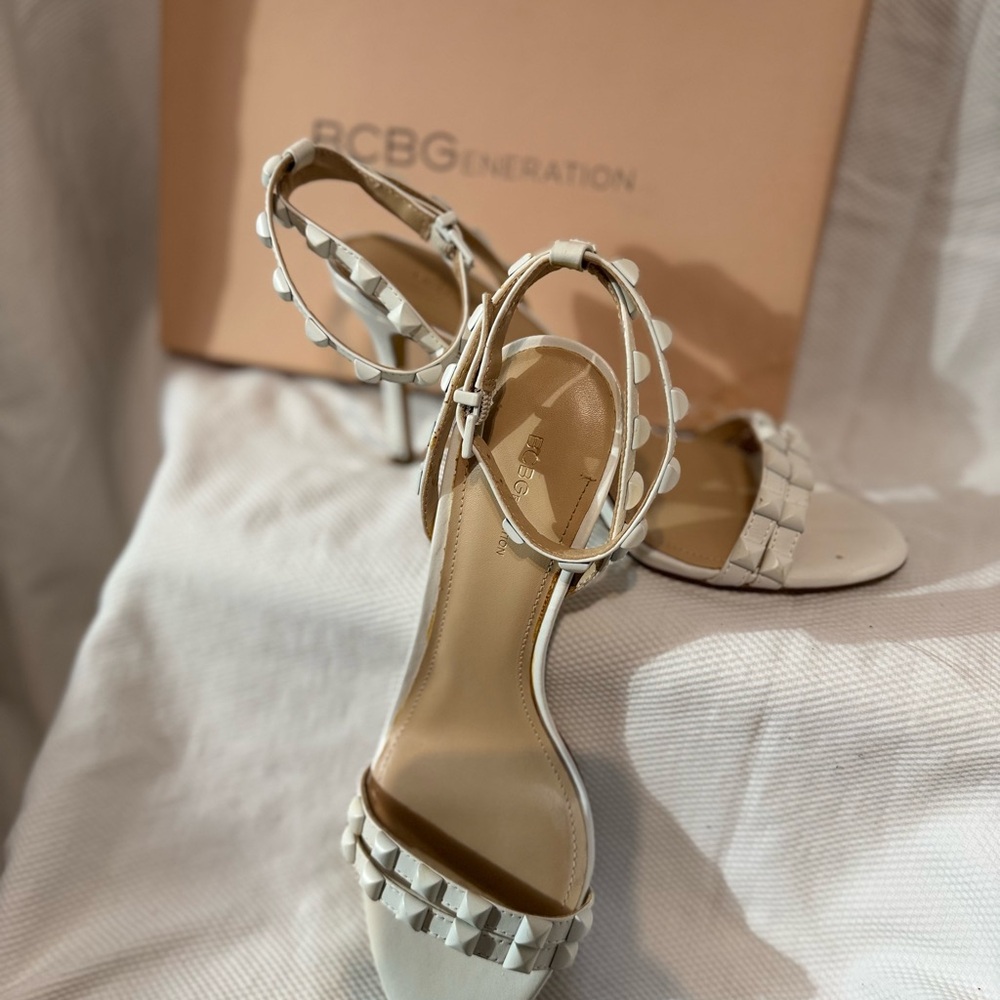 BCBGeneration Cream Studded Heels